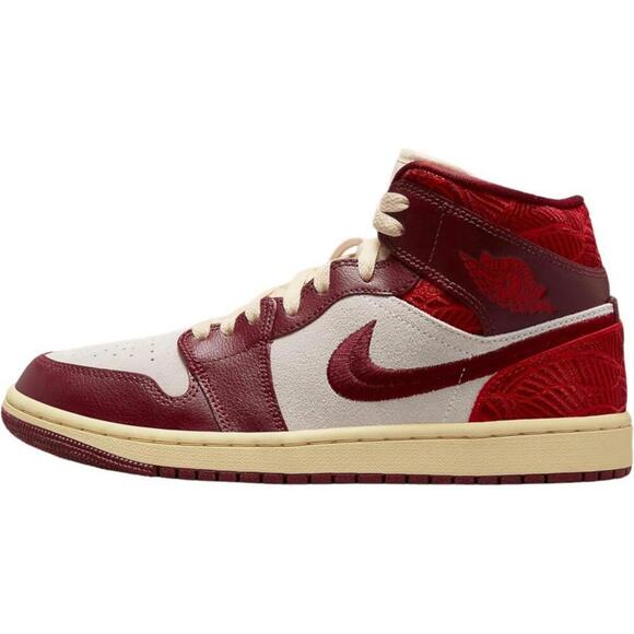 Air Jordan Womens Aj1 Mid Se Shoes Team Red/University Red-Sail Size 10.5 - Picture 6 of 6
